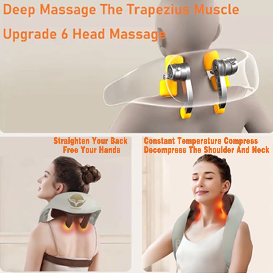 Cordless 6D Shiatsu Neck and Shoulder Massager, Back Massager for Pain Relief Deep Tissue Ideal Gift