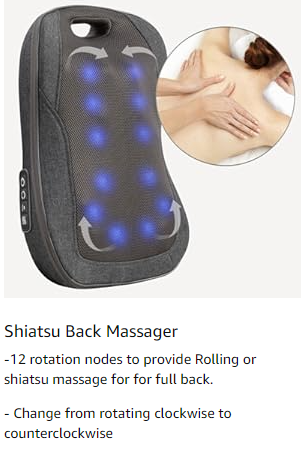 Cordless Back Massager Waist Massager with Heat - Rechargeable Chair Massager, Shiatsu Massage Chair Pad with Adjustable Intensity,Portable Massage Cushion, Ideal Gifts for Men/Women