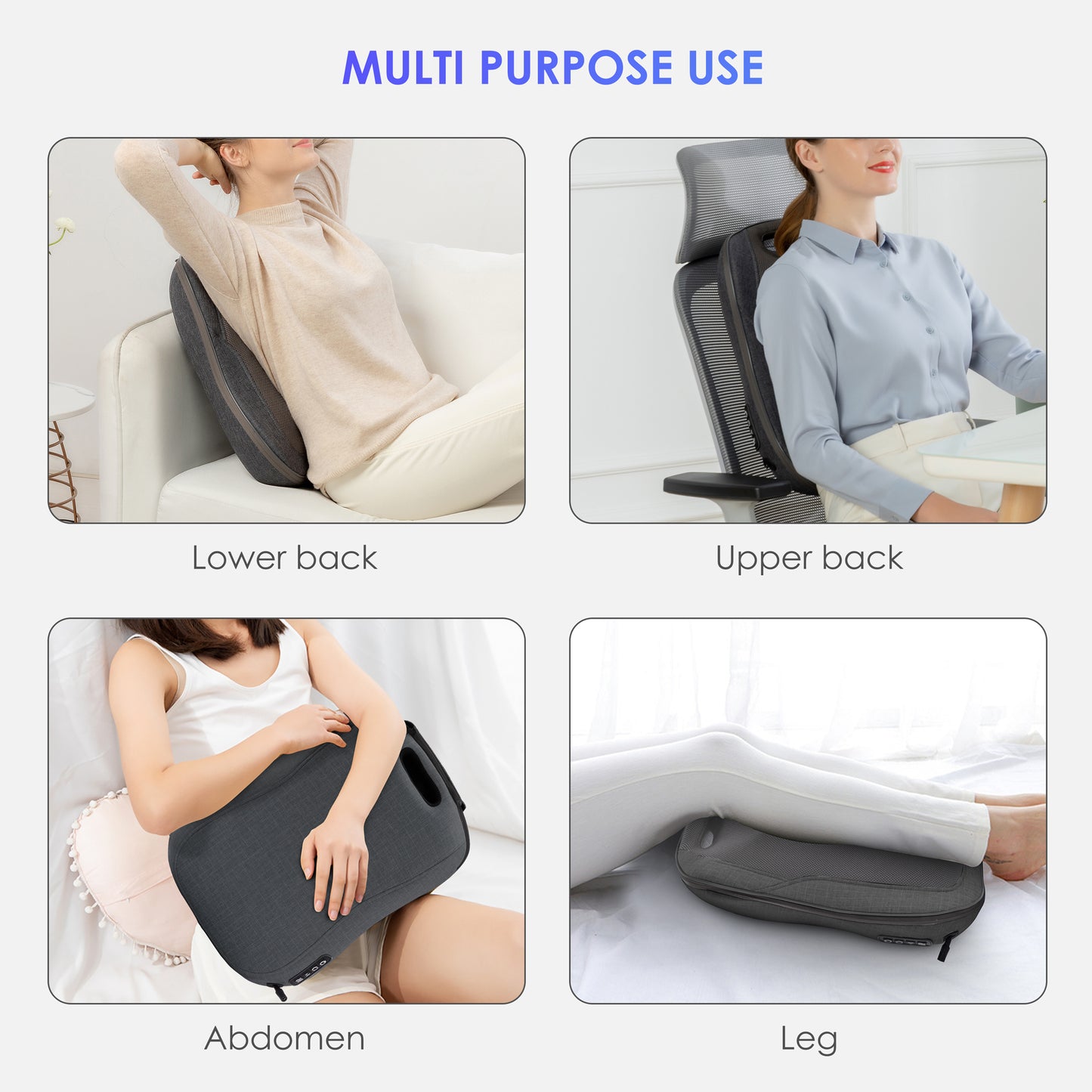 Cordless Back Massager Waist Massager with Heat - Rechargeable Chair Massager, Shiatsu Massage Chair Pad with Adjustable Intensity,Portable Massage Cushion, Ideal Gifts for Men/Women