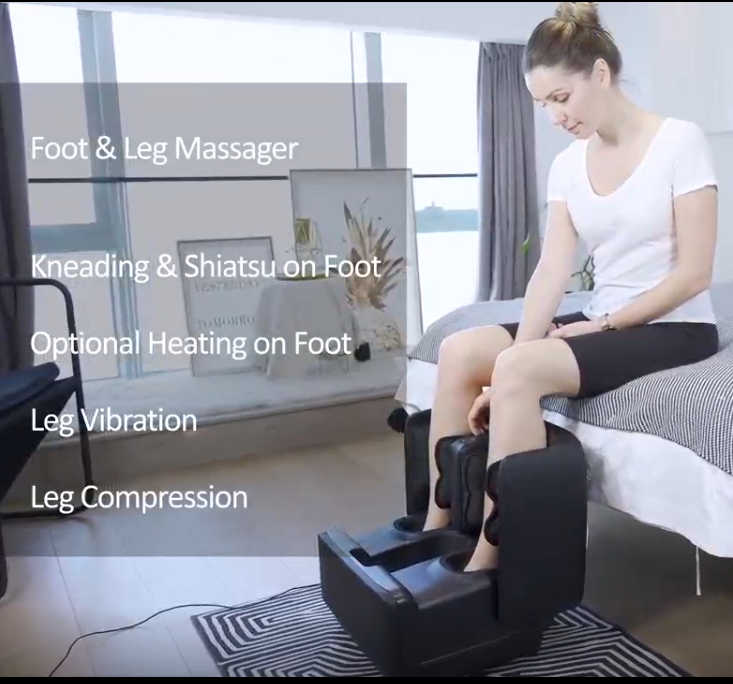 2 in 1 Foot Massager Machine,Shiatsu Foot and Calf Massager with Heat,Kneading,Vibration,Compression Massagers for Feet,Ankle,Leg,Tired Muscles & Plantar Fasciitis