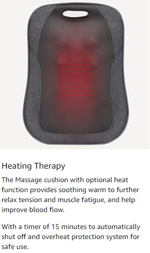 Cordless Back Massager Waist Massager with Heat - Rechargeable Chair Massager, Shiatsu Massage Chair Pad with Adjustable Intensity,Portable Massage Cushion, Ideal Gifts for Men/Women